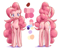 Size: 600x500 | Tagged: safe, artist:hounan, pinkie pie, pony, g4, butt, female, mare, pixiv, plot, reference sheet, solo