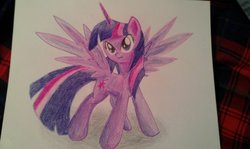 Size: 1024x612 | Tagged: safe, artist:rusticshine, twilight sparkle, alicorn, pony, g4, female, mare, solo, traditional art, twilight sparkle (alicorn)