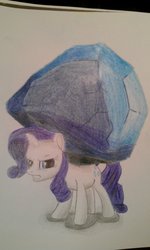 Size: 1024x1712 | Tagged: safe, artist:rusticshine, rarity, tom, g4, female, solo, traditional art