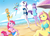 Size: 1054x757 | Tagged: dead source, safe, artist:crap-drawings, applejack, fluttershy, pinkie pie, rainbow dash, rarity, twilight sparkle, anthro, plantigrade anthro, g4, barefoot, beach, belly button, bikini, cleavage, clothes, feet, female, mane six, one-piece swimsuit, swimsuit