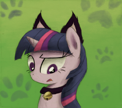 Size: 800x708 | Tagged: safe, artist:hewison, twilight sparkle, g4, bell, bell collar, cat bell, cat ears, collar, female, solo, twilight cat