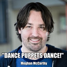 Size: 223x223 | Tagged: safe, human, dance puppets dance, image macro, irl, irl human, lauren faust, m.a. larson, m.a. larson's beautiful smile, meghan mccarthy, photo, picture for breezies, satire, solo, troll quote, word of faust