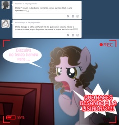 Size: 1236x1300 | Tagged: safe, artist:shinta-girl, oc, oc only, oc:shinta pony, ask, solo, spanish, translated in the description, tumblr