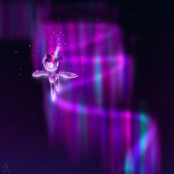 Size: 800x800 | Tagged: safe, artist:realbarenziah, twilight sparkle, alicorn, pony, g4, aurora borealis, female, mare, solo, twilight sparkle (alicorn)