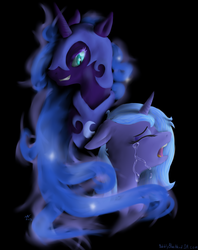 Size: 3250x4100 | Tagged: safe, artist:bubblyblackbird, nightmare moon, princess luna, alicorn, pony, g4, crying, high res, s1 luna, tears of pain