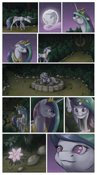 Size: 2000x3600 | Tagged: safe, princess celestia, g4, canterlot, comic, garden, mare in the moon, moon