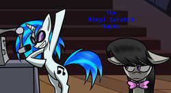 Size: 1210x660 | Tagged: safe, artist:shadowring123, dj pon-3, octavia melody, vinyl scratch, the vinyl scratch tapes, g4, octavia is not amused, unamused