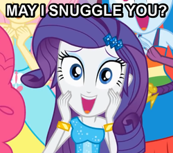 Size: 674x518 | Tagged: safe, edit, edited screencap, screencap, fluttershy, pinkie pie, rainbow dash, rarity, equestria girls, g4, my little pony equestria girls, humane five's encounter, humanized, image macro, imma snuggle you, this is our big night