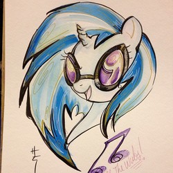 Size: 612x612 | Tagged: safe, artist:sara richard, dj pon-3, vinyl scratch, pony, unicorn, g4, bust, female, mare, solo