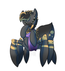 Size: 2300x2500 | Tagged: safe, artist:rainbowscreen, oc, oc only, oc:knit, monster pony, original species, spiderpony, clothes, scarf, solo