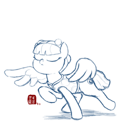 Size: 800x800 | Tagged: safe, artist:aa, oc, oc only, pegasus, pony, chinese, double buns, female, mare, martial arts, odango, oxhorn buns, solo, tai chi, taijiquan, yin-yang