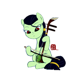 Size: 800x800 | Tagged: safe, artist:aa, oc, oc only, earth pony, pony, blank flank, chinese, chinese fiddle, erhu, female, mare, musical instrument, musician, solo