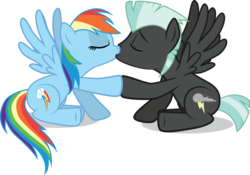 Size: 5832x4092 | Tagged: safe, artist:benybing, rainbow dash, thunderlane, pegasus, pony, g4, absurd resolution, backwards cutie mark, female, kissing, male, mare, shipping, simple background, stallion, straight, thunderdash, transparent background