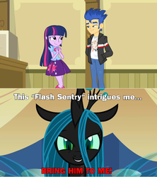 Size: 640x722 | Tagged: safe, edit, edited screencap, screencap, flash sentry, queen chrysalis, twilight sparkle, equestria girls, g4