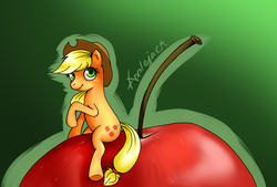 Size: 707x477 | Tagged: safe, artist:rrdz, applejack, g4, apple, appletini, female, solo