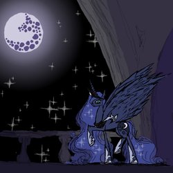 Size: 894x894 | Tagged: dead source, safe, artist:php15, princess luna, g4, female, moon, night, solo