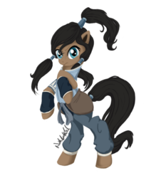 Size: 504x576 | Tagged: dead source, safe, artist:beefcrow, pony, bipedal, korra, ponified, simple background, solo, the legend of korra, transparent background, vector