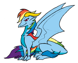 Size: 814x661 | Tagged: safe, artist:elosande, rainbow dash, dragon, g4, dragoness, dragonified, female, rainbow dragon, simple background, solo, species swap, white background