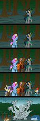 Size: 500x1500 | Tagged: safe, artist:wryte, oc, oc only, oc:songbreeze, cockatrice, earth pony, hydra, pegasus, pony, unicorn, clothes, comic, everfree forest, multiple heads, newbie artist training grounds, sunglasses