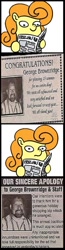 Size: 473x1828 | Tagged: safe, carrot top, golden harvest, earth pony, human, pony, g4, comic, exploitable meme, fail, female, innuendo, irl, irl human, mare, meme, newspaper, newspaper meme, photo