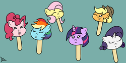 Size: 5000x2500 | Tagged: safe, artist:doggonepony, applejack, fluttershy, pinkie pie, rainbow dash, rarity, twilight sparkle, g4, lollipop, mane six