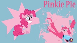 Size: 1920x1080 | Tagged: safe, artist:ember-blitz, pinkie pie, g4, party cannon, reaction image, vector, wallpaper