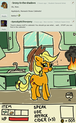 Size: 2500x4036 | Tagged: safe, artist:doggonepony, applejack, g4, comic, drunk aj 365, female, fire, kitchen, solo