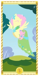 Size: 400x775 | Tagged: safe, artist:janeesper, fluttershy, g4, clothes, dress, female, gala dress, solo, tarot card, the hierophant