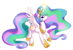 Size: 2959x2027 | Tagged: safe, artist:xnightmelody, princess celestia, alicorn, pony, g4, cute, cutelestia, female, glowing horn, horn, looking at you, mare, raised hoof, simple background, smiling, solo, spread wings, transparent background, wings