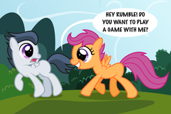 Size: 3000x2000 | Tagged: safe, artist:daringdashie, rumble, scootaloo, g4, female, male, ship:rumbloo, shipping, straight