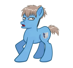 Size: 1500x1400 | Tagged: safe, earth pony, pony, anime, attack on titan, crossover, jean kirschtein, male, open mouth, ponified, solo, survey corps