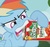 Size: 500x471 | Tagged: safe, edit, edited screencap, screencap, rainbow dash, pegasus, pony, g4, my little pony: friendship is magic, the mysterious mare do well, chef boyardee, female, mare, ravioli, solo