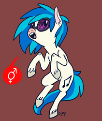 Size: 460x546 | Tagged: safe, artist:modof10th, dj pon-3, vinyl scratch, g4, ask-transdjpon-3, hooves, lgbt headcanon, pride, solo, trans vinyl, transgender, unshorn fetlocks