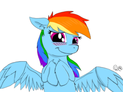 Size: 1600x1200 | Tagged: safe, artist:mariokid97, rainbow dash, g4, blushing, female, solo