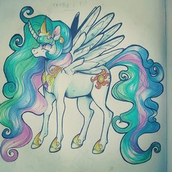 Size: 612x612 | Tagged: safe, artist:shamblezz, princess celestia, g4, female, photo, solo, traditional art