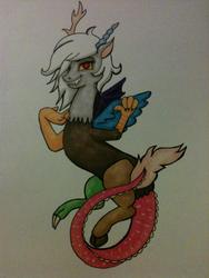 Size: 720x960 | Tagged: safe, artist:sandsibilings, discord, g4, eris, rule 63, traditional art