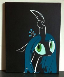Size: 819x975 | Tagged: source needed, safe, artist:mittens2248, artist:php27, queen chrysalis, changeling, changeling queen, g4, female, irl, photo, solo, stencil, traditional art