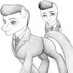 Size: 1024x1027 | Tagged: safe, artist:tsaritsaluna, american presidents, clothes, john f. kennedy, ponified, president, suit, traditional art