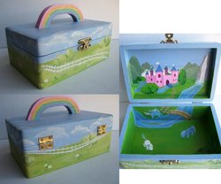 Size: 979x816 | Tagged: safe, artist:elisto, g1, box, castle, customized toy, fence, irl, photo