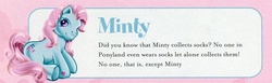 Size: 500x154 | Tagged: safe, minty, earth pony, pony, g3, clothes, oh minty minty minty, socks, solo, that pony sure does love socks