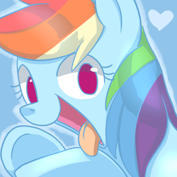 Size: 1500x1500 | Tagged: safe, artist:sion, rainbow dash, g4, female, heart, pixiv, solo, tongue out