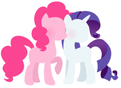 Size: 1280x932 | Tagged: safe, artist:vivian reed, pinkie pie, rarity, g4, blushing, female, lesbian, minimalist, ship:raripie, shipping, simple background, transparent background, vector
