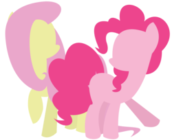 Size: 3387x2763 | Tagged: safe, artist:vivian reed, fluttershy, pinkie pie, g4, female, lesbian, minimalist, ship:flutterpie, shipping, simple background, transparent background, vector