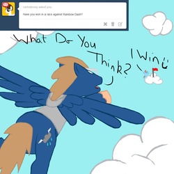 Size: 6000x6000 | Tagged: safe, rainbow dash, oc, pegasus, pony, g4, absurd resolution, ask, cloud, cloudy, racing, sky