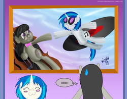 Size: 1018x800 | Tagged: safe, artist:ladyanidraws, dj pon-3, octavia melody, vinyl scratch, g4, fine art parody, the creation of adam