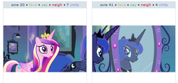 Size: 535x251 | Tagged: safe, princess cadance, princess luna, equestria girls, g4, exploitable meme, juxtaposition, juxtaposition win, meme