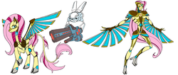Size: 2125x900 | Tagged: safe, artist:atomic-chinchilla, angel bunny, fluttershy, g4, beast machines, beast wars, crossover, roboticization, species swap, transformerfied, transformers
