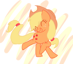 Size: 1624x1424 | Tagged: safe, artist:cosmicponye, applejack, earth pony, pony, g4, applejack's hat, cowboy hat, eyes closed, female, hat, mare, solo