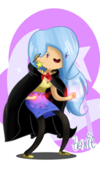 Size: 598x1024 | Tagged: safe, artist:cosmicponye, trixie, human, g4, adventure time, female, humanized, male, solo, style emulation