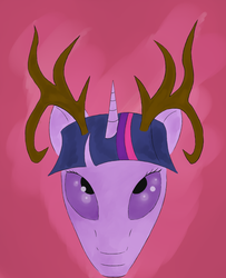 Size: 1950x2400 | Tagged: safe, artist:eccentric bloodstone, twilight sparkle, g4, antlers, female, solo